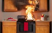Kitchen fire on top stove top